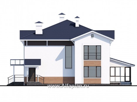 «Мелодия света» - проект двухэтажного дома, со вторым светом и с террасой, с эффектным интерьером - превью фасада дома