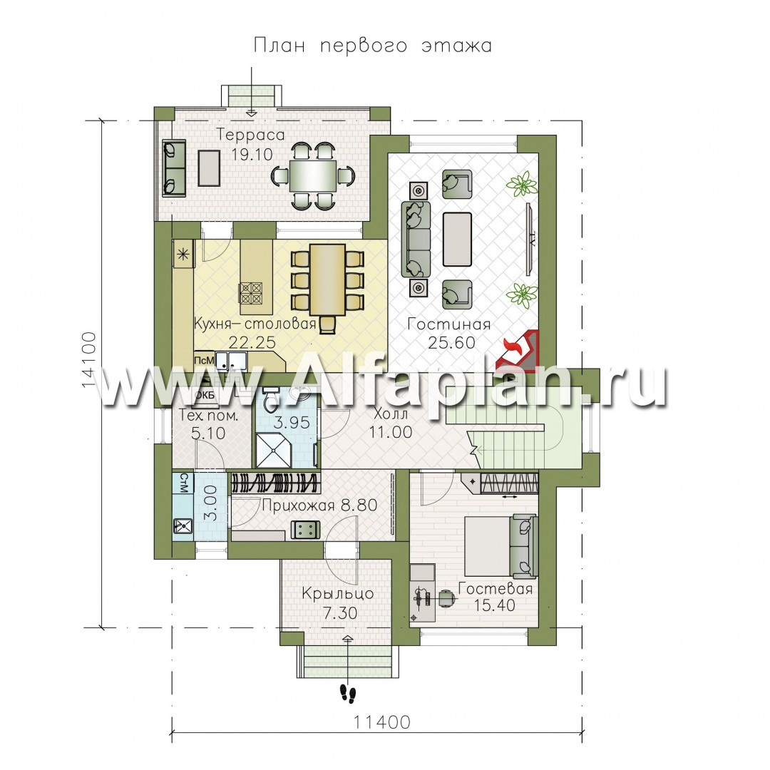 «Формула успеха» - проект двухэтажного дома из газобетона, в скандинавском стиле, удобный план дома - план дома