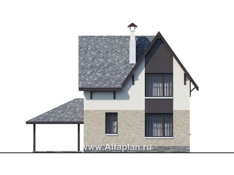 Проекты домов Альфаплан - «Оптима»- стильный современный коттедж с гаражом-навесом - превью фасада №4
