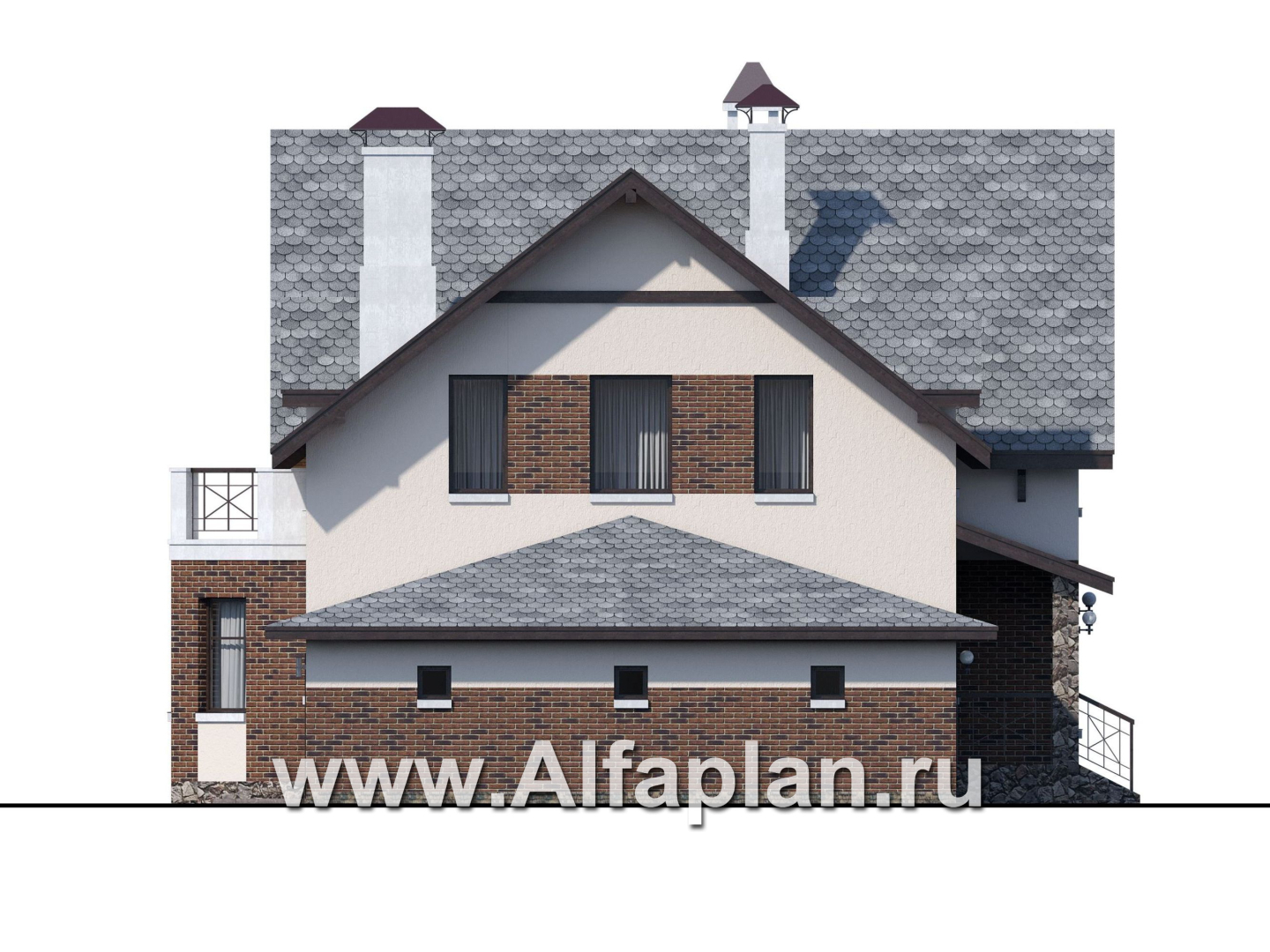 Проекты домов Альфаплан - «Стелла»- стильный дом с гаражом для маленького участка - изображение фасада №3