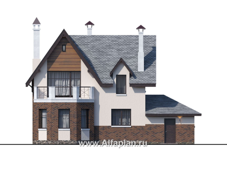 Проекты домов Альфаплан - «Стелла»- стильный дом с гаражом для маленького участка - превью фасада №4
