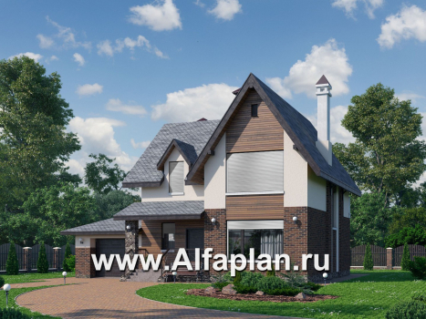 Проекты домов Альфаплан - «Стелла»- стильный дом с гаражом для маленького участка - превью дополнительного изображения №1