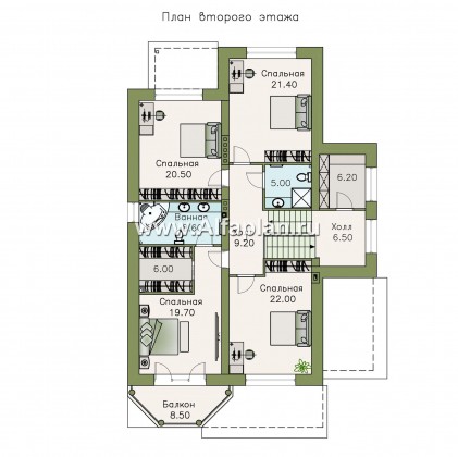 Проекты домов Альфаплан - Трехэтажный классический особняк для узкого участка - превью плана проекта №3