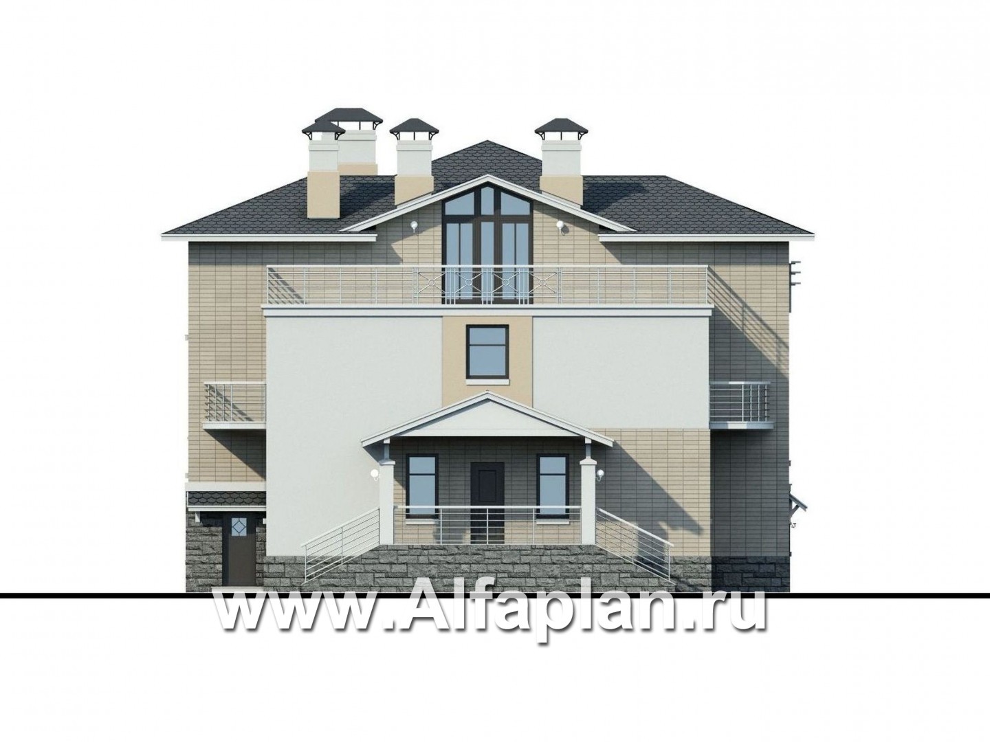 Проекты домов Альфаплан - 77A-S+287B-S - изображение фасада №3