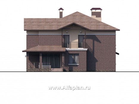 Проекты домов Альфаплан - «Голицын»- особняк с гаражом на два автомобиля - превью фасада №2