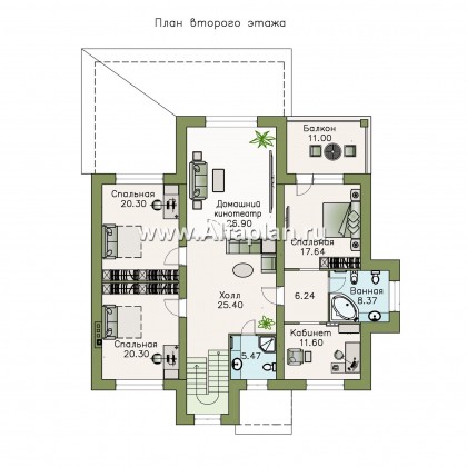 «Демидов» - проект двухэтажного дома из кирпича, с мансардой в чердаке - превью план дома