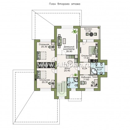 Проекты домов Альфаплан - «Демидов» - респектабельный особняк с гаражом на два автомобиля - превью плана проекта №2