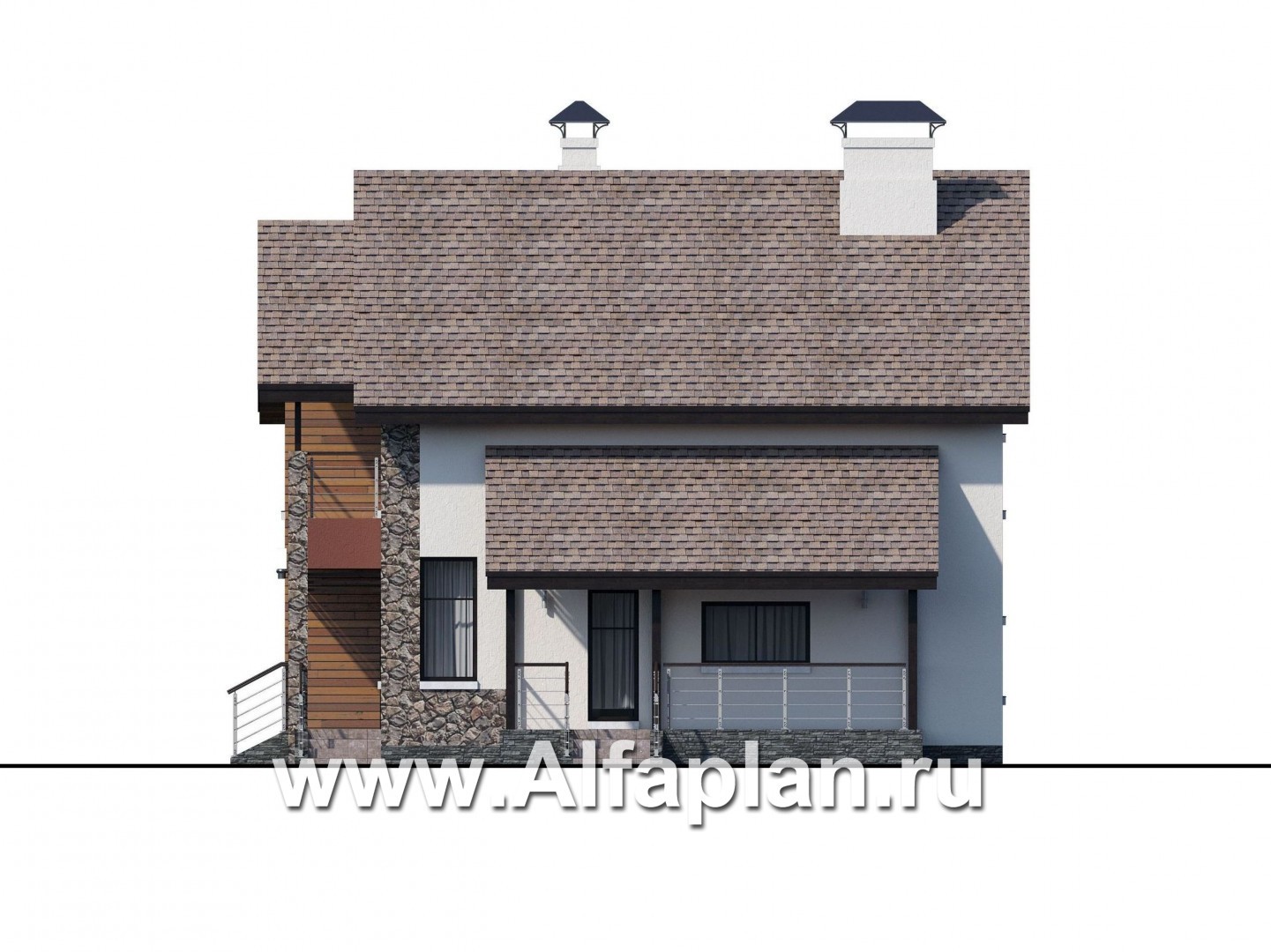 Проекты домов Альфаплан - Компактный дом с пятью спальными комнатами - изображение фасада №2