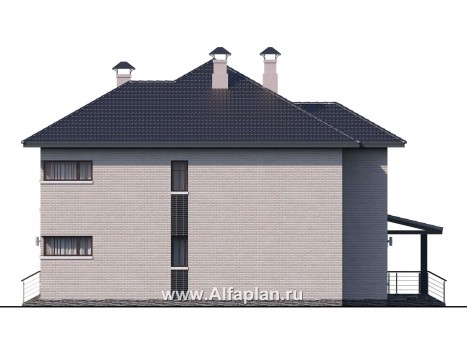 Проекты домов Альфаплан - «Эльба» — современная вилла с угловым остеклением - превью фасада №2