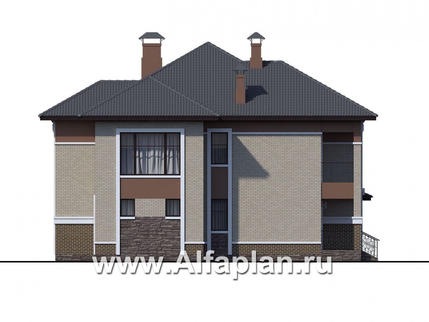 Проекты домов Альфаплан - «Тибр» — респектабельный двухэтажный особняк - изображение фасада №3