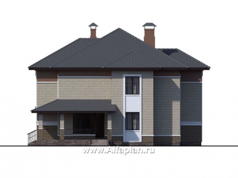 Проекты домов Альфаплан - «Тибр» — респектабельный двухэтажный особняк - превью фасада №2