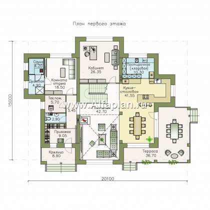 Проекты домов Альфаплан - «Тибр» — респектабельный двухэтажный особняк - превью плана проекта №1