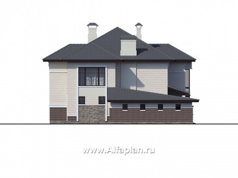 Проекты домов Альфаплан - «Сена» — респектабельный двухэтажный особняк с гаражом - превью фасада №3