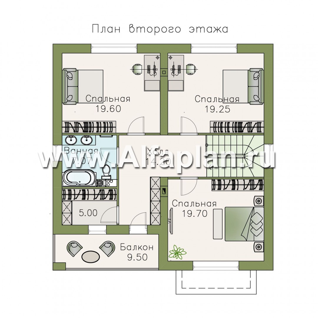 Проекты домов Альфаплан - «Вереск» — компактный и рациональный дом - план проекта №2