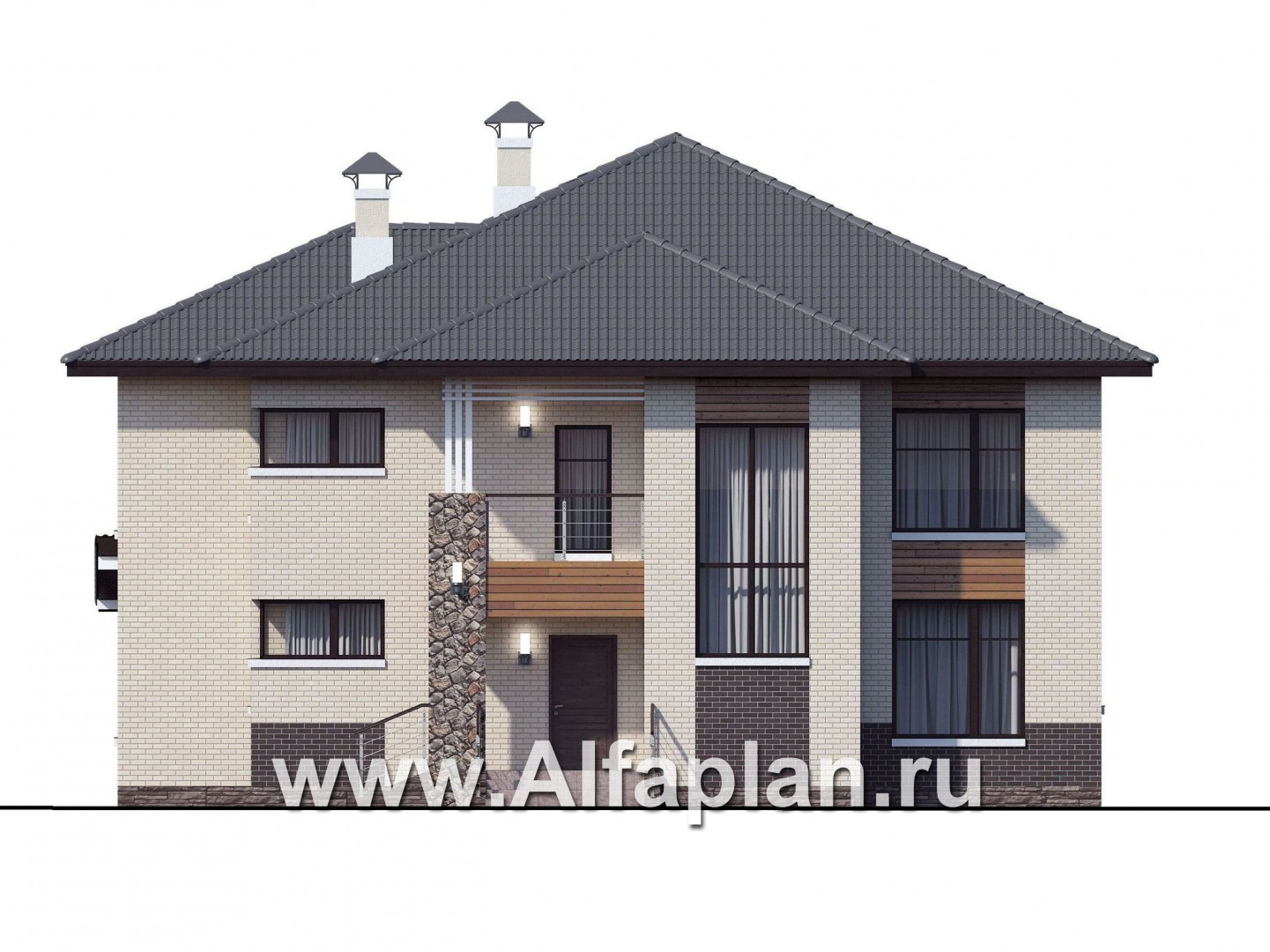 Проекты домов Альфаплан - «Киприда» — просторный коттедж в современном стиле - изображение фасада №1