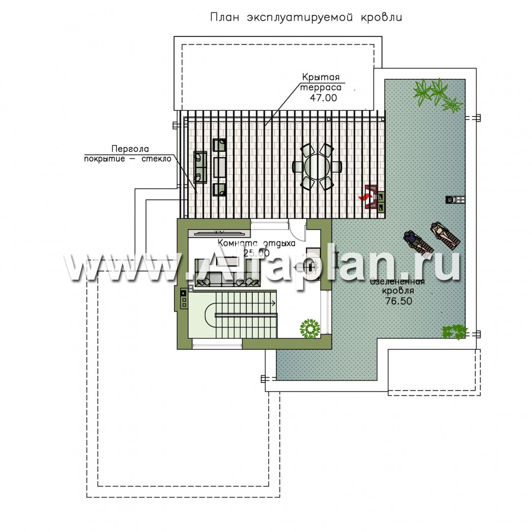 Проекты домов Альфаплан - «Альстер» — трехэтажный коттедж с гаражом и эксплуатируемой кровлей - изображение плана проекта №3