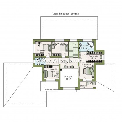 Проекты домов Альфаплан - «Арно» - классический особняк с большим гаражом и бассейном - превью плана проекта №2