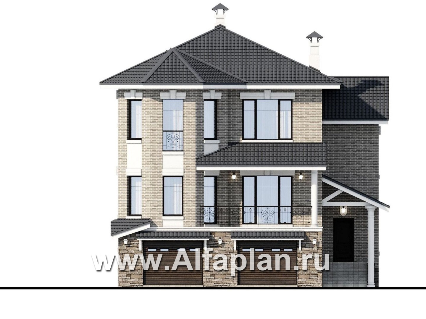 Проекты домов Альфаплан - Эксклюзивный трехэтажный классический особняк - изображение фасада №1