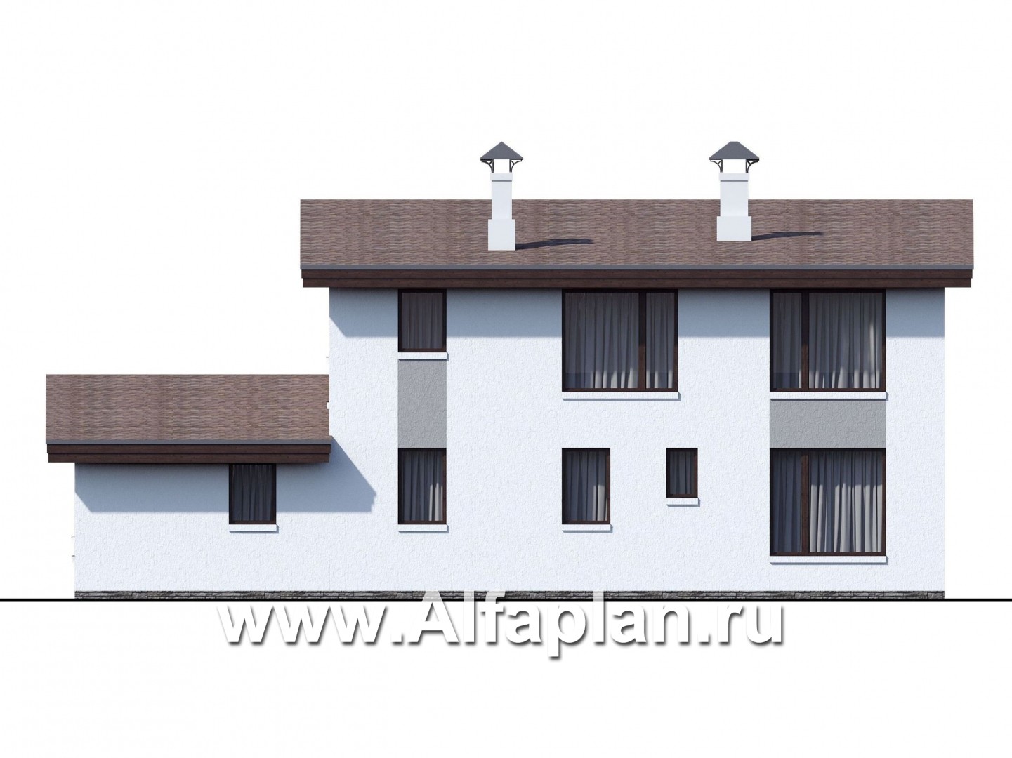 Проекты домов Альфаплан - «Сезанн» - современный стильный коттедж с односкатной кровлей - изображение фасада №4
