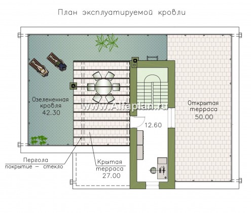 Проекты домов Альфаплан - «Гоген» - коттедж (дуплекс) с эксплуатируемой кровлей - превью плана проекта №3
