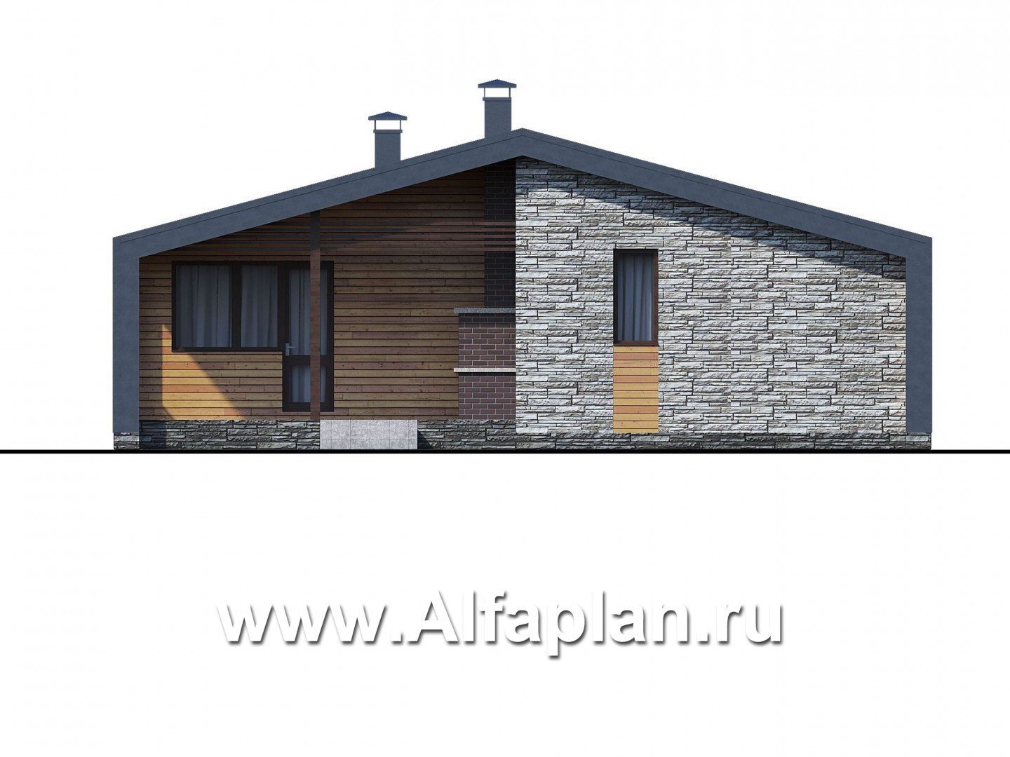 Проекты домов Альфаплан - «Альфа» - каркасный коттедж с фальцевыми фасадами - изображение фасада №4