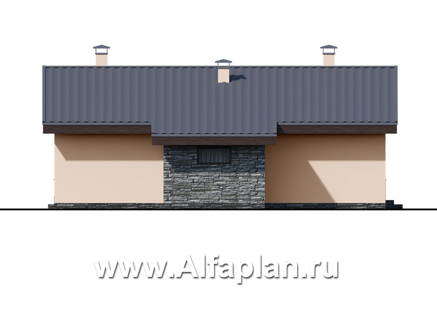 Проекты домов Альфаплан - «Дельта» - проект одноэтажного дома с террасой, в скандинавском стиле - изображение фасада №3
