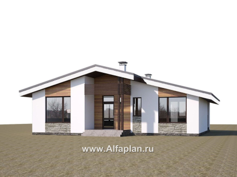 Проекты домов Альфаплан - «Дельта» - проект одноэтажного дома с террасой, в скандинавском стиле - превью дополнительного изображения №2
