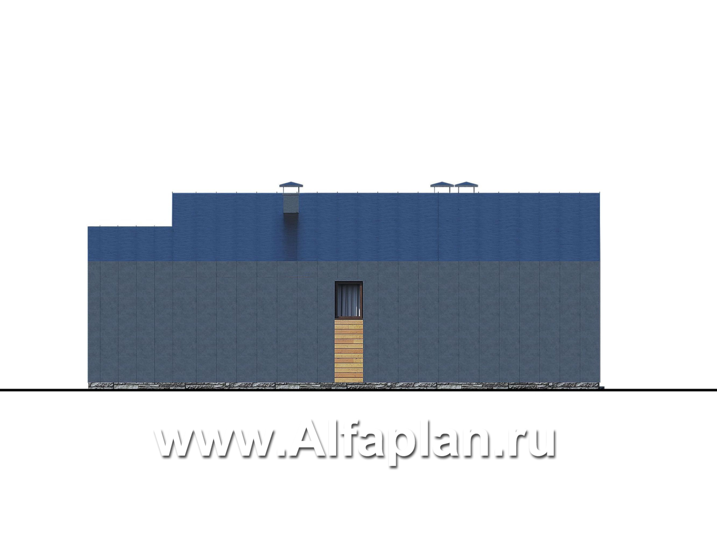 «Эпсилон» - проект одноэтажного каркасного дома с террасой со стороны входа - фасад дома