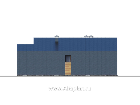 «Эпсилон» - проект одноэтажного каркасного дома с террасой со стороны входа - превью фасада дома