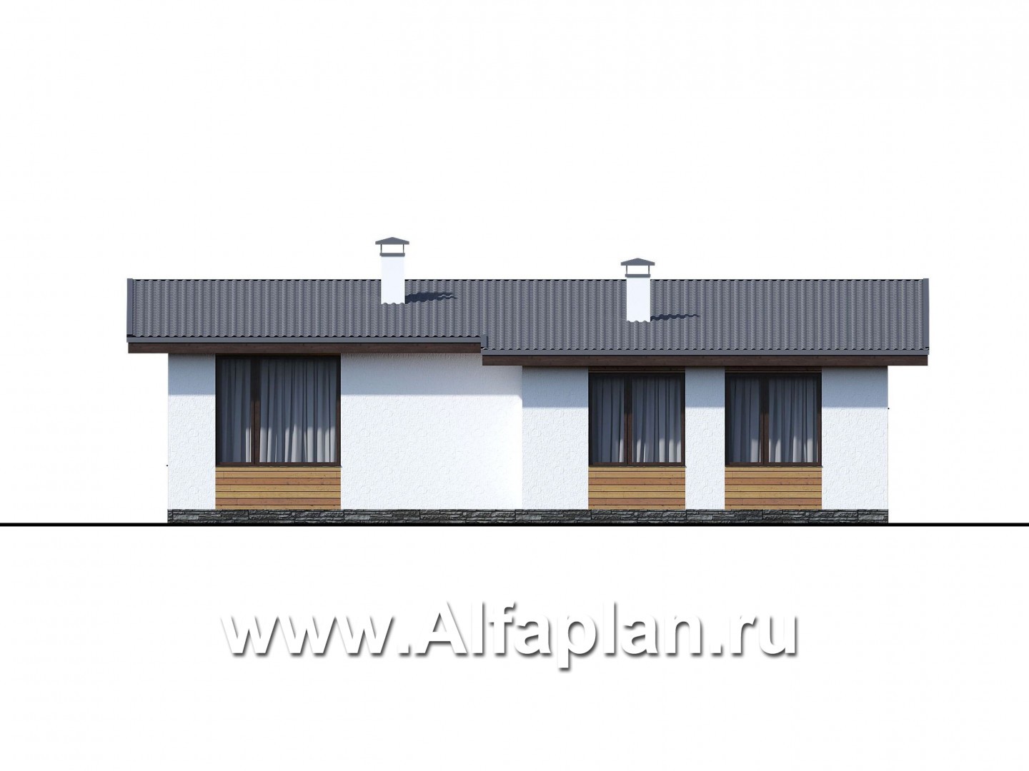 «Эпсилон» - проект одноэтажного дома с террасой, в скандинавском стиле - фасад дома