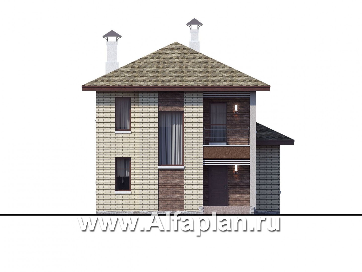 «Рациональ» - проект двухэтажного дома из кирпича, с балконом - фасад дома