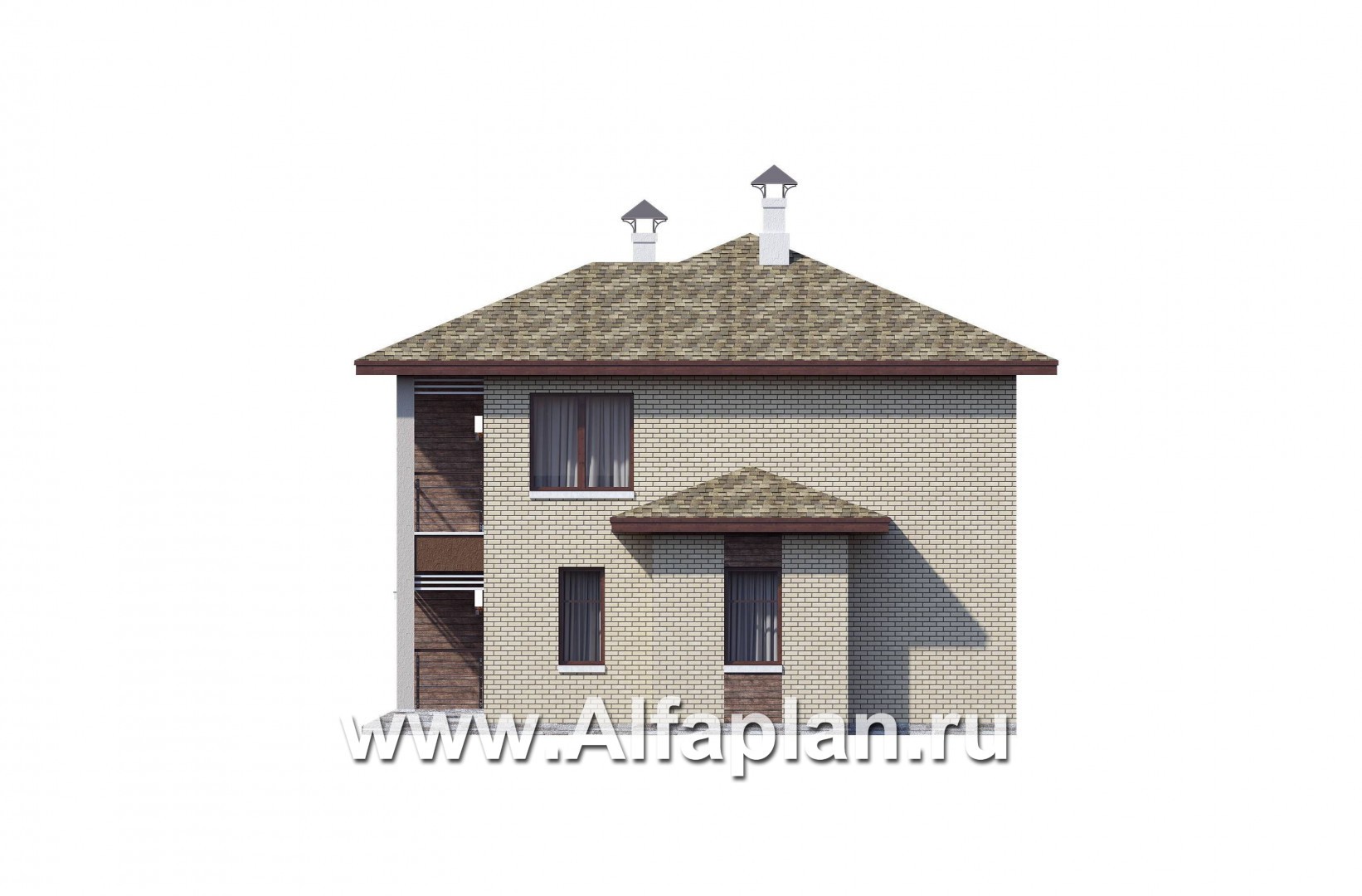 Проекты домов Альфаплан - "Рациональ" - Компактный коттедж для узкого участка - изображение фасада №2