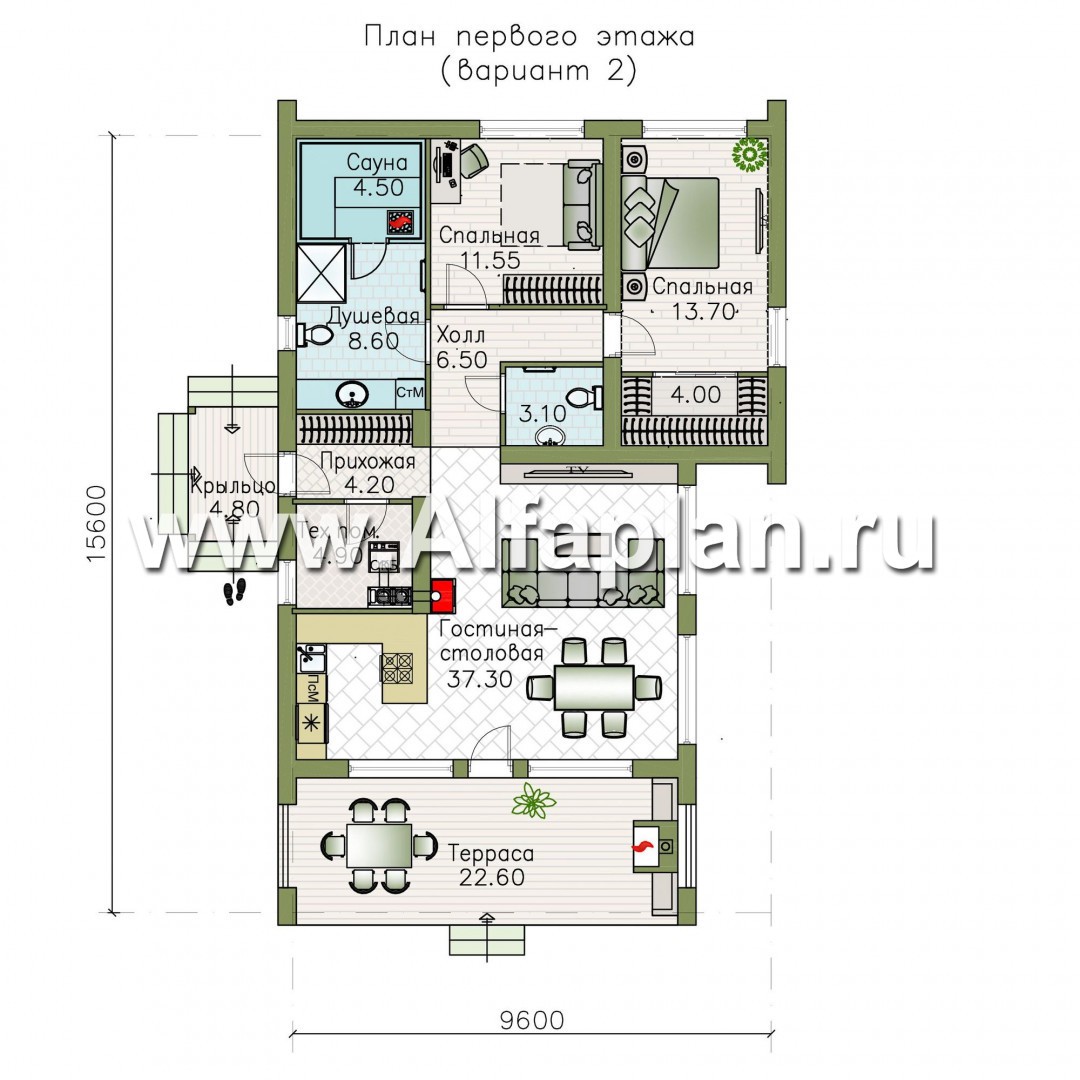 Проекты домов Альфаплан - «Лямбда» - просторный дом в современном стиле - план проекта №2