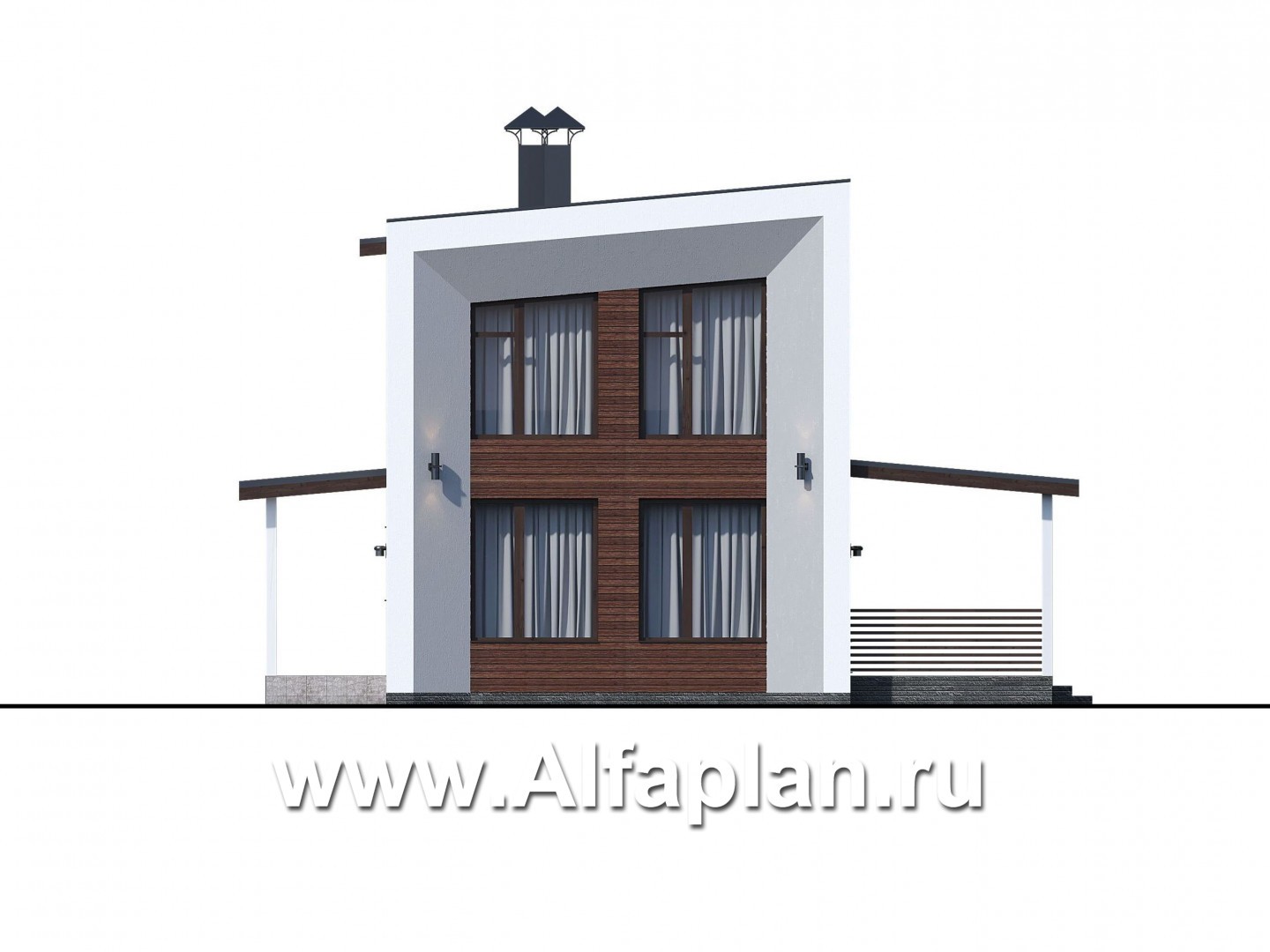 «Сигма» - проект двухэтажного каркасного домав скандинавском стиле - фасад дома