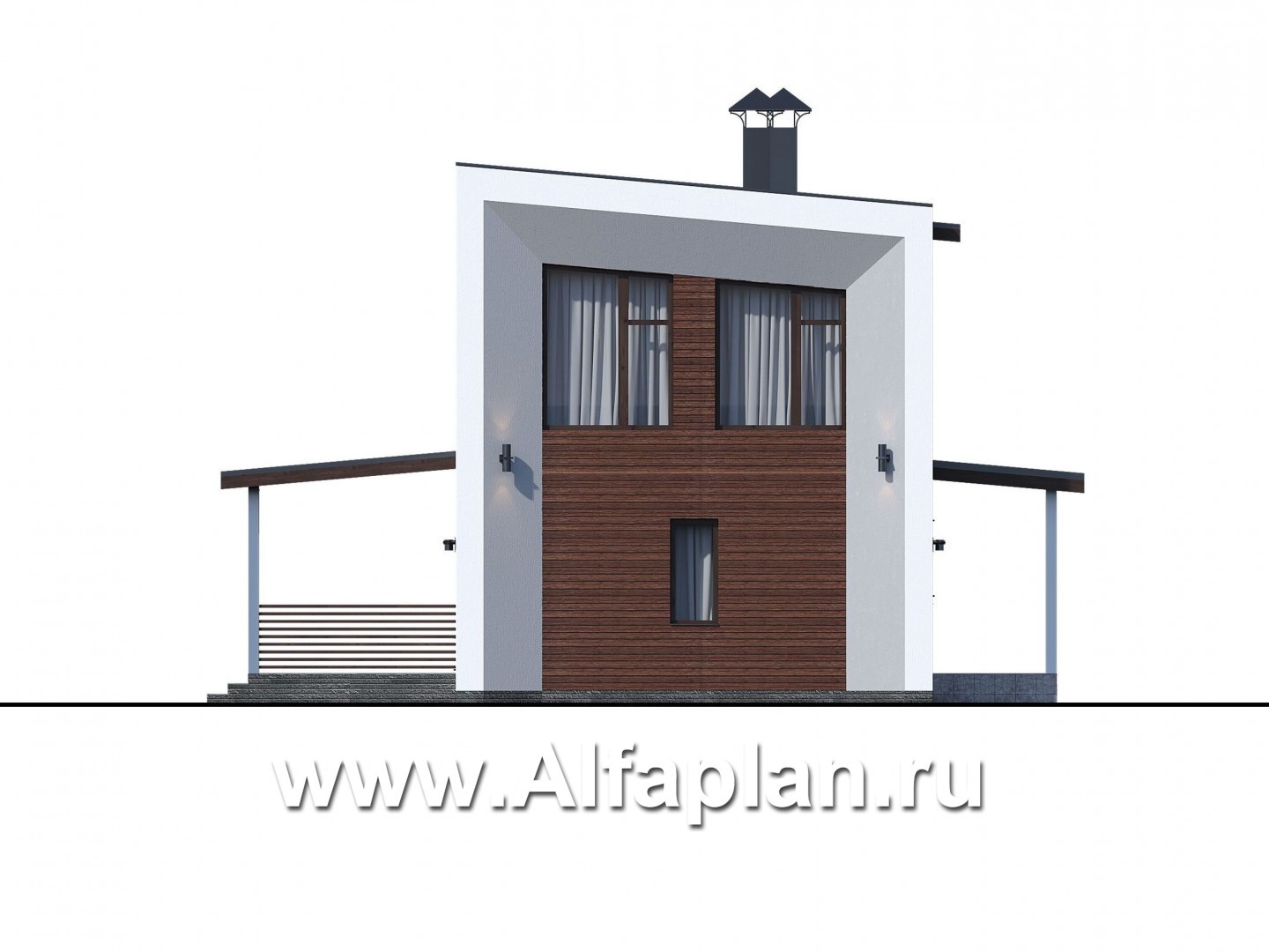 «Сигма» - проект двухэтажного каркасного домав скандинавском стиле - фасад дома
