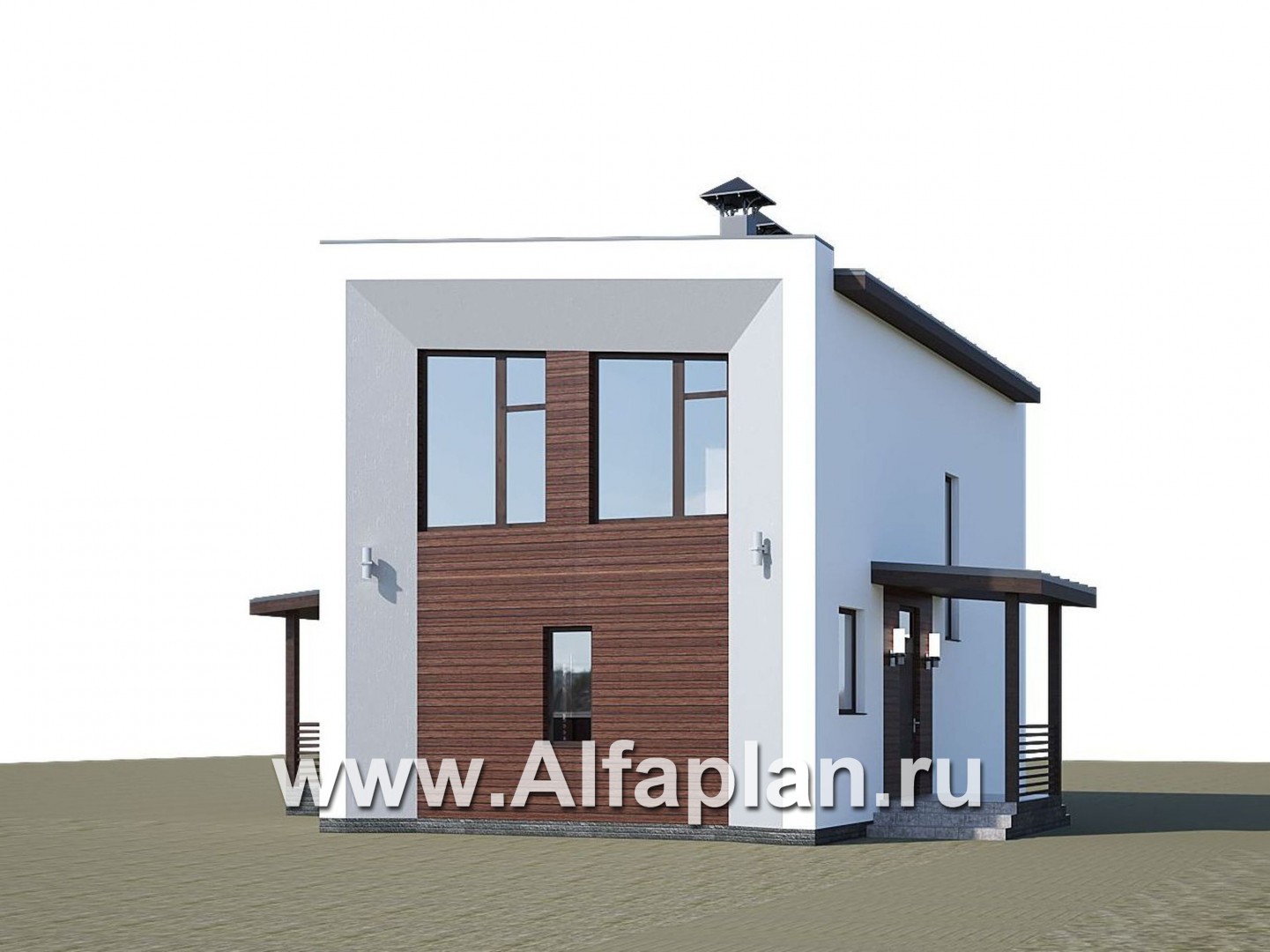 Проекты домов Альфаплан - «Сигма» - футуристичный дом в два этажа - дополнительное изображение №2