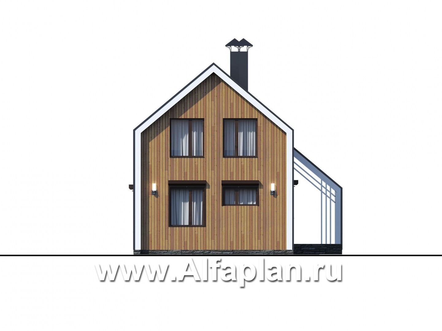 Проекты домов Альфаплан - «Тау» - эксклюзивный коттедж в современном дизайне - изображение фасада №4