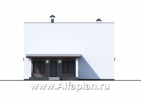Проекты домов Альфаплан - «Тау» - каркасный дом с односкатной кровлей - превью фасада №2