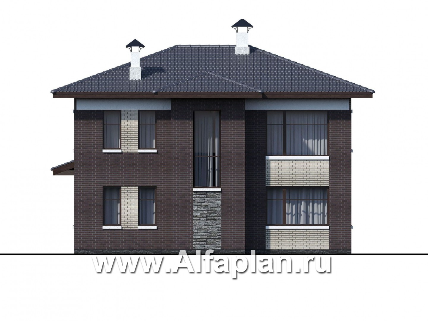 Проекты домов Альфаплан - «Маяк» - уютный дом с террасой - изображение фасада №4