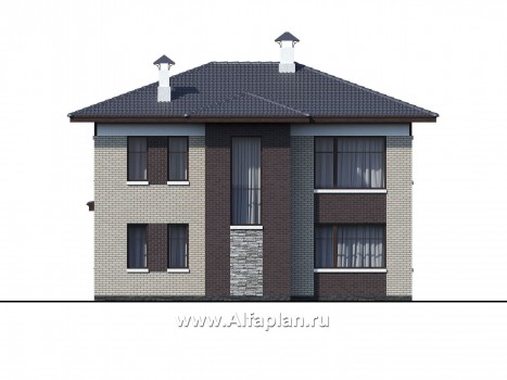 Проекты домов Альфаплан - «Маяк» - уютный дом с остекленной террасой - превью фасада №4