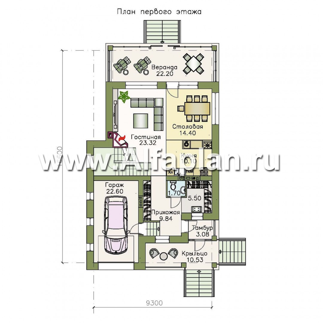 Проекты домов Альфаплан - «Белая ночь»- дом с цокольным этажом для большой семьи - изображение плана проекта №2
