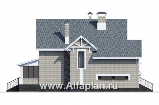 Проекты домов Альфаплан - «Белая ночь»- дом с цокольным этажом для большой семьи - превью фасада №3