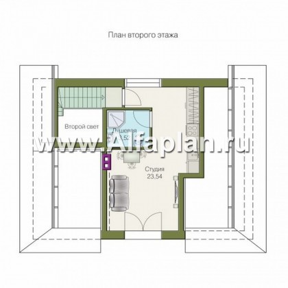 Проекты домов Альфаплан - Гараж со студией в мансарде - превью плана проекта №2