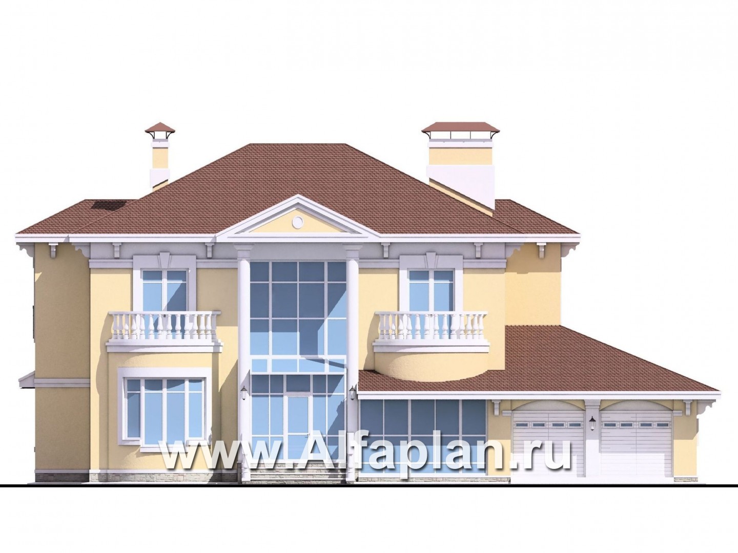 Проекты домов Альфаплан - Вилла «Эдельвейс» - элитный дом в классическом стиле - изображение фасада №1