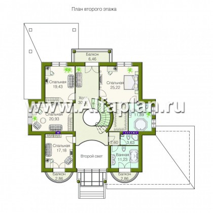 Проекты домов Альфаплан - Вилла «Эдельвейс» - элитный дом в классическом стиле - превью плана проекта №2