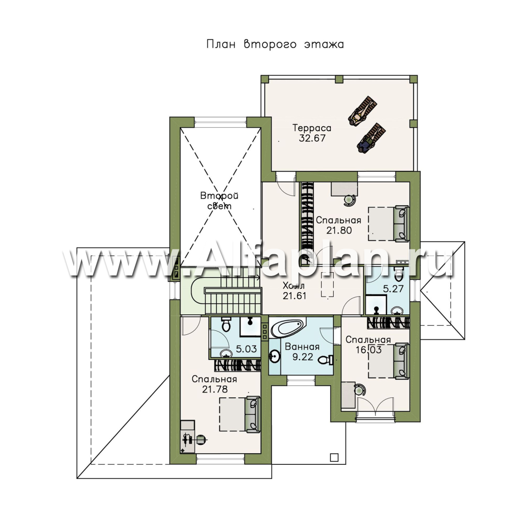 Проекты домов Альфаплан - «Привилегия» - элегантный коттедж из кирпиечй (или блоков) с большим гаражом и террасой - изображение плана проекта №2