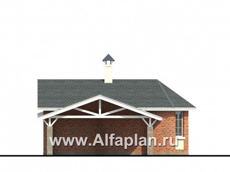 Проекты домов Альфаплан - Комфортабельная баня с навесом для автомобилей - превью фасада №3