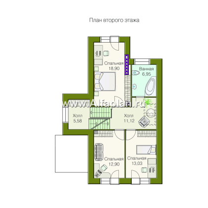 Проекты домов Альфаплан - «Эврика!» - удобный дом из блоков или кирпичей для маленького участка - превью плана проекта №3