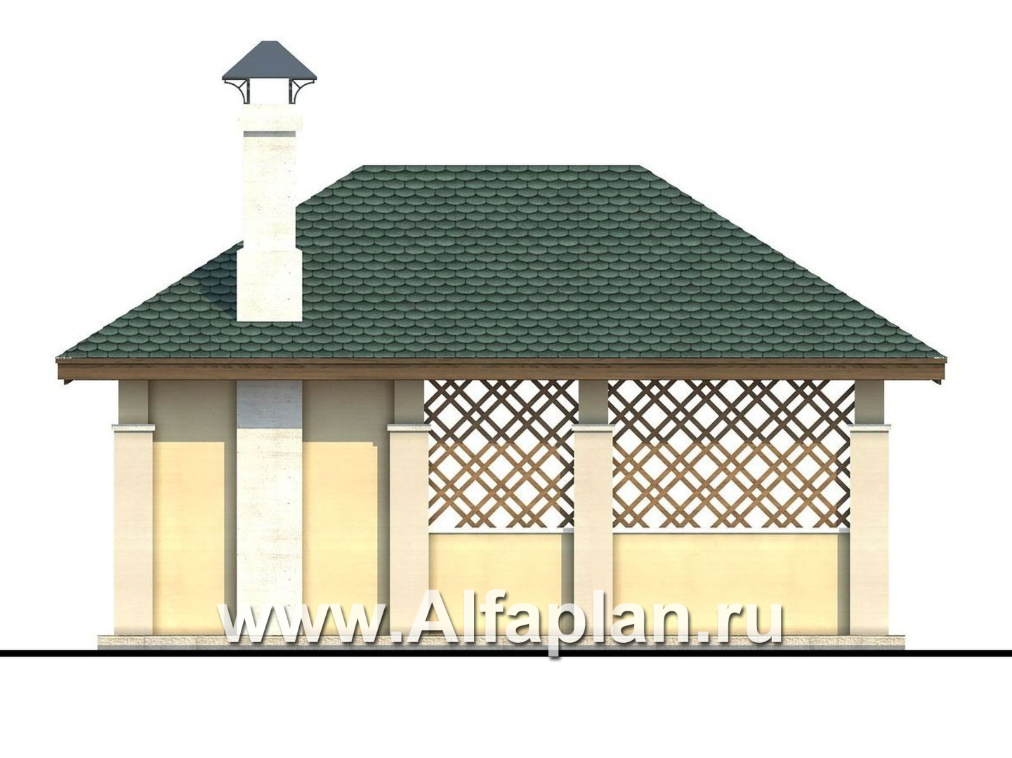Проекты домов Альфаплан - Проект беседки, павильон с барбекю (летняя кухня) - изображение фасада №4