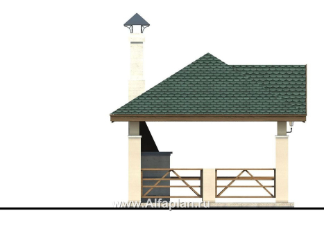 Проекты домов Альфаплан - Проект беседки, павильон с барбекю (летняя кухня) - превью фасада №2
